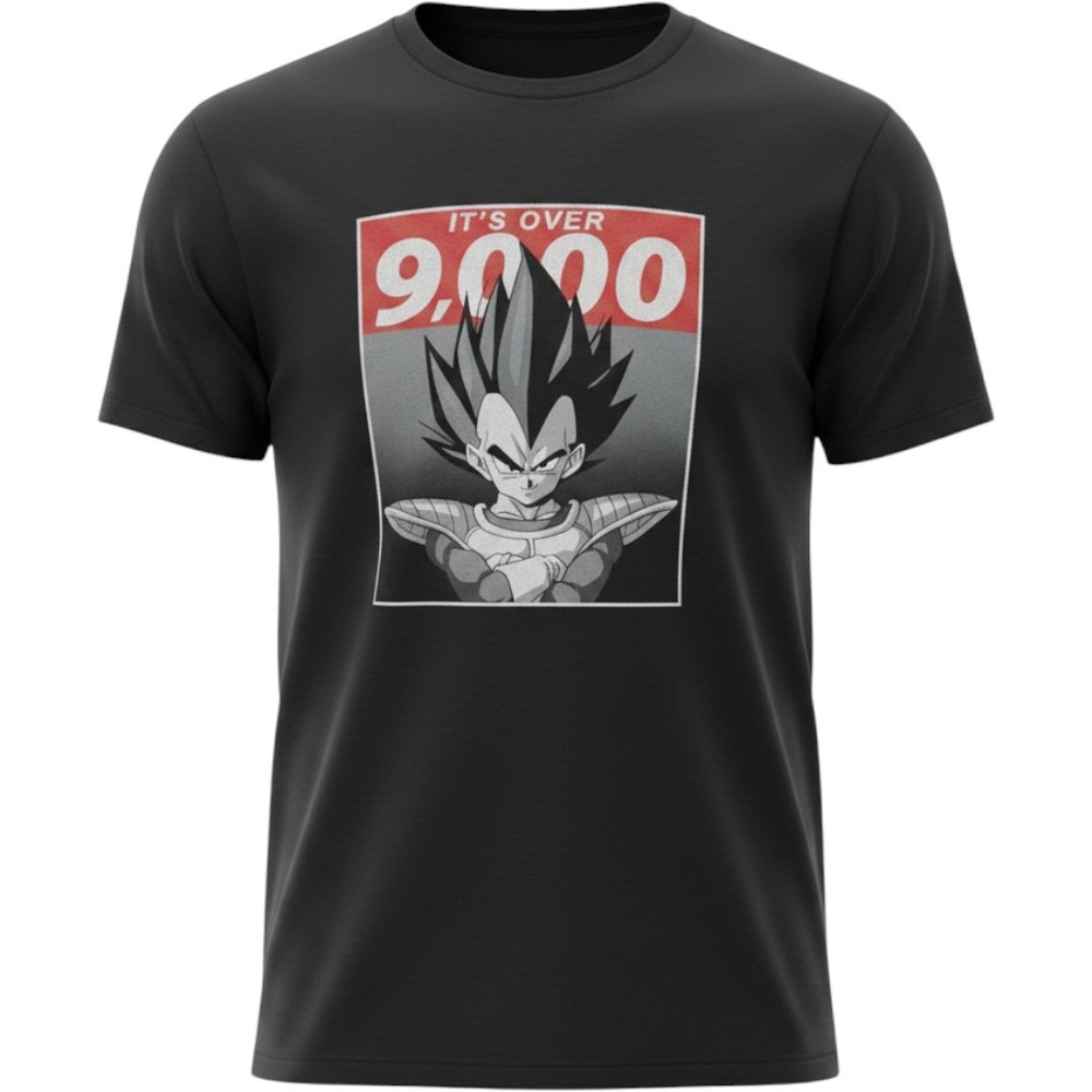 Dragon Ball Z Vegeta Its Over 9000 Graphic T-Shirt Black Mens Large Anime Tee